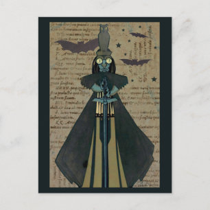 Postal Halloween Ghoul Bats Owl Stars