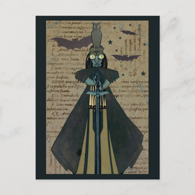Postal Halloween Ghoul Bats Owl Stars (Anverso)