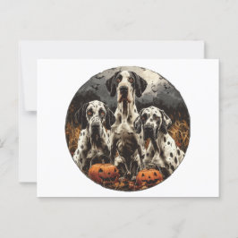 Postal Halloween Great Dane Dogs Jack O Lantern