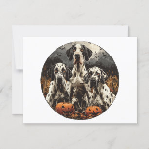 Postal Halloween Great Dane Dogs Jack O Lantern