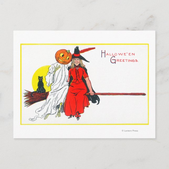 Postal Halloween Greetings Witch (Anverso)
