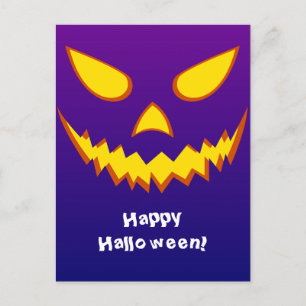 Postal Halloween Grinning Face Jack o Lantern Pumpkin