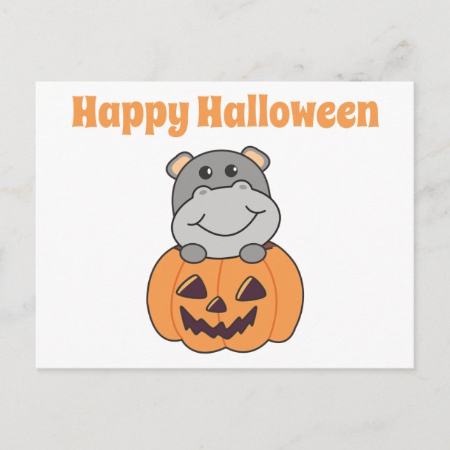Postal Halloween Happy Halloween Hippo Card (Anverso)