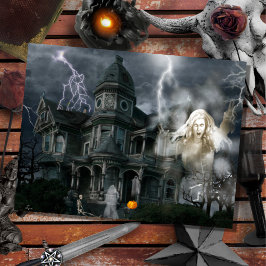 Postal Halloween Hauned House sale mientras puedes