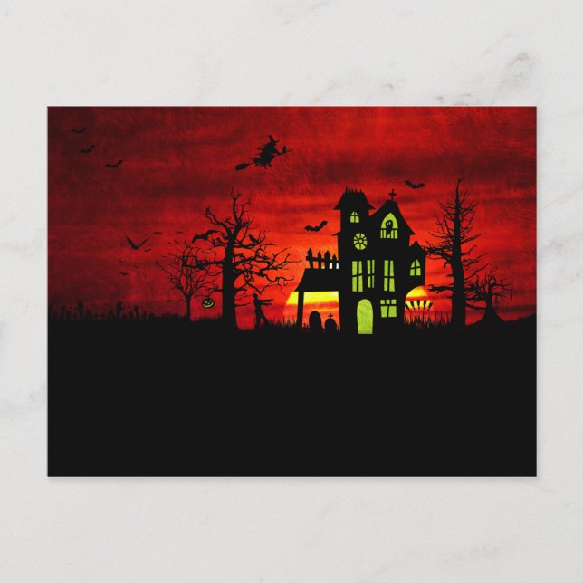 Postal Halloween Hauned House Spooky Scary Witch (Anverso)