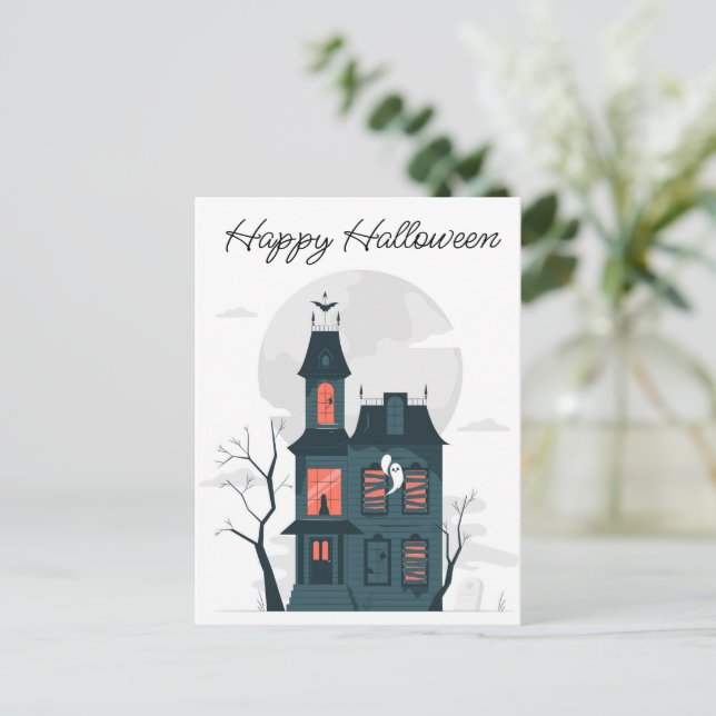 Postal Halloween Haunted House (Anverso de pie)