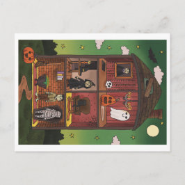 Postal Halloween Haunted House Interior Illustration