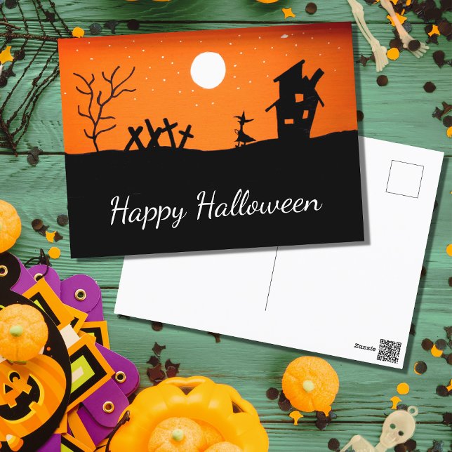 Postal Halloween Haunted House Witch (Subido por el creador)