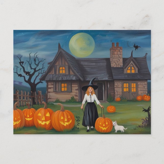 Postal Halloween Haunted House Witch (Anverso)