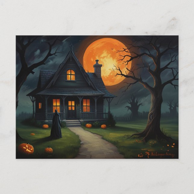 Postal Halloween Haunted House Witch (Anverso)