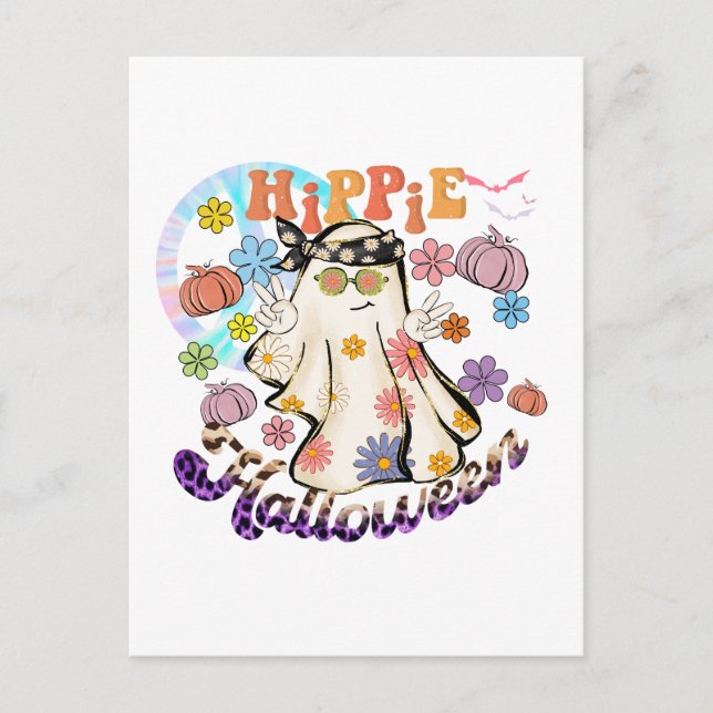 Postal Halloween Hippie Halloween Ghost Retro (Anverso)