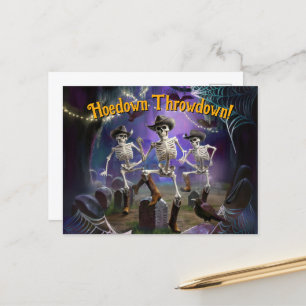 Postal Halloween HoeDown Throwdown, esqueletos bailarines