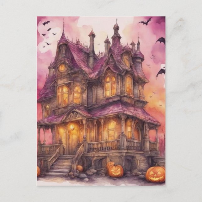 Postal Halloween House Arte de IA (Anverso)