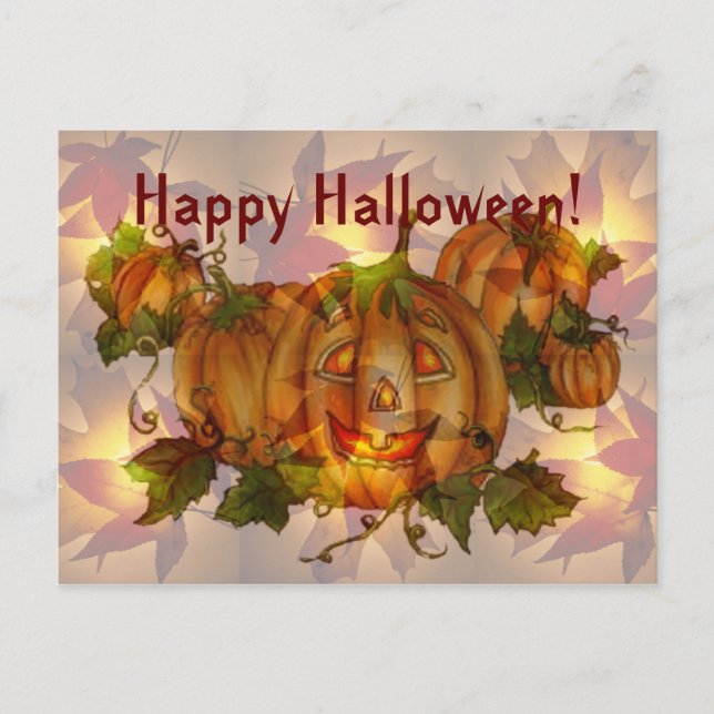 Postal HALLOWEEN JACK & PUMPKIN PATCH, por SHARON SHARPE (Anverso)