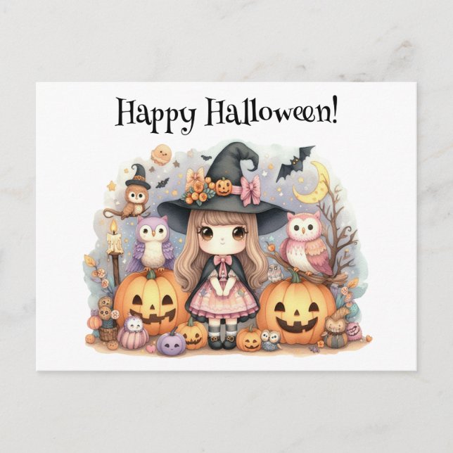 Postal Halloween Kawaii (Anverso)