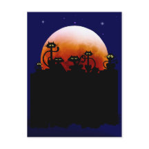 Halloween Kitties y Halloween Moon Postcard