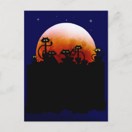 Postal Halloween Kitties y Halloween Moon Postcard