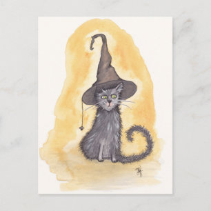 Postal Halloween Kitty Witch