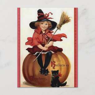Postal Halloween KRW Little Witch Vintage