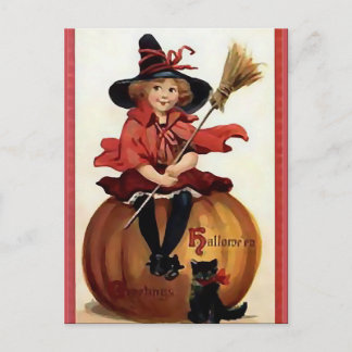 Postal Halloween KRW Little Witch Vintage