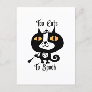 Postal Halloween lindo gato negro para hablar