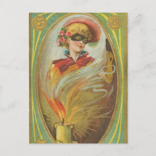 Postal Halloween Masquerade Woman Vintage