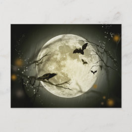 Postal Halloween Moon Spooky Crows