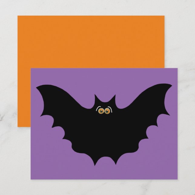 Postal Halloween Murciélago Negro (Anverso / Reverso)