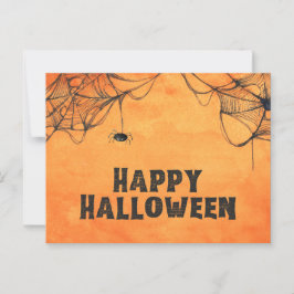 Postal Halloween naranja y negro feliz