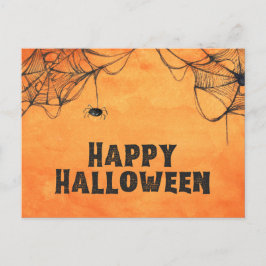Postal Halloween naranja y negro feliz