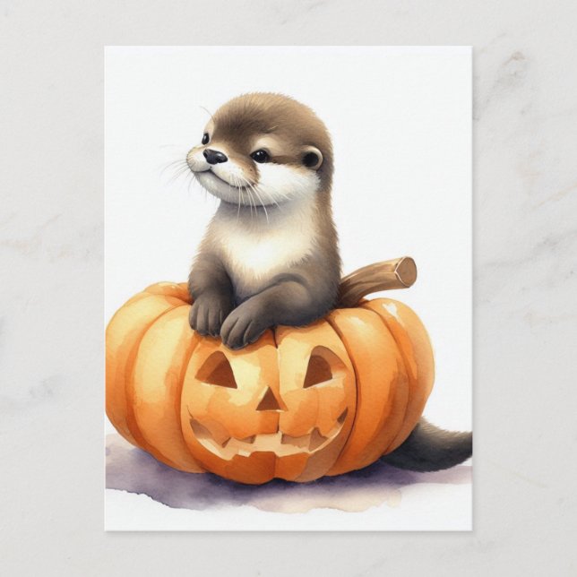 Postal Halloween Otter de Cuadros (Anverso)