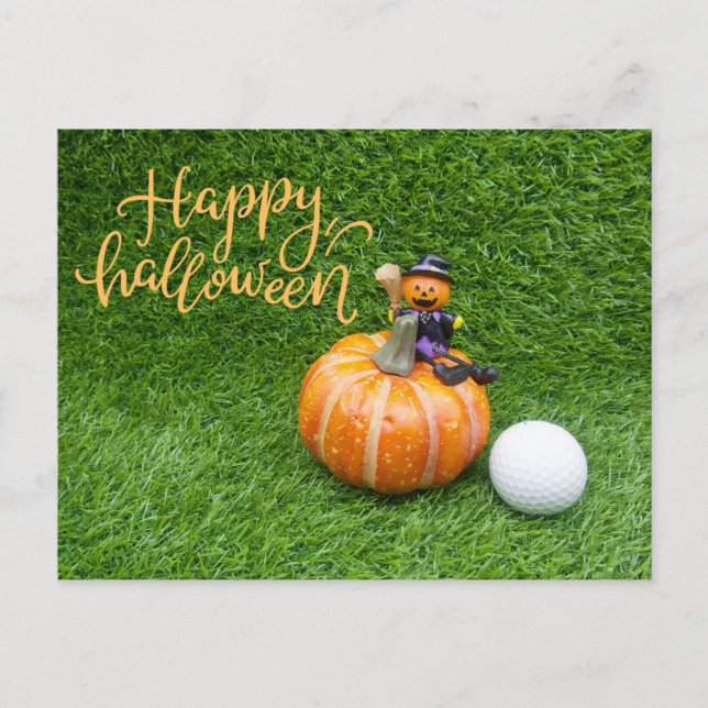 Postal Halloween para golfista con pelota de golf (Anverso)