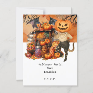 Postal Halloween Party TRICK O TRATADOS con amantes del g