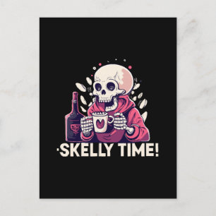 Postal halloween pero es hora de skelly