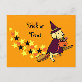Postal Halloween Personalizado Amarillo Labrador 1
