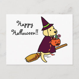 Postal Halloween Personalizado Amarillo Labrador 1