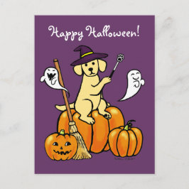 Postal Halloween Personalizado de Labrador Amarillo 2