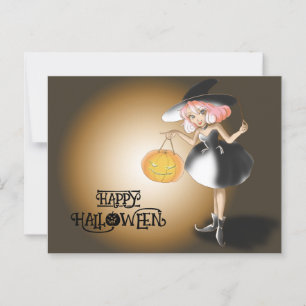 Postal Halloween Personalizado Whimsical Cuidada Calabaza