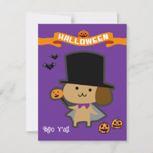 Postal Halloween Personalizado Whimsical Cute Wizard Perr