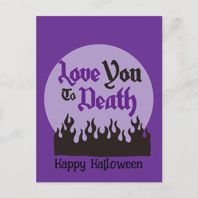 Postal Halloween Personalizado Whimsical Funny Morado Mod (Anverso)
