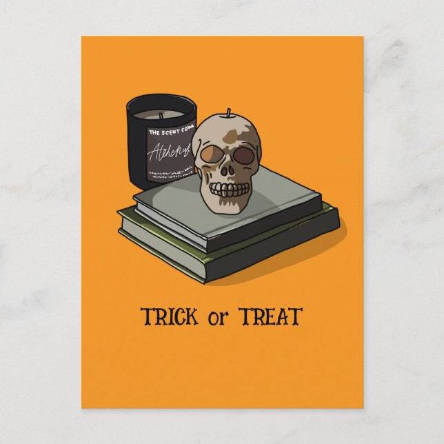 Postal Halloween Personalizado Whimsical Funny Skull (Anverso)