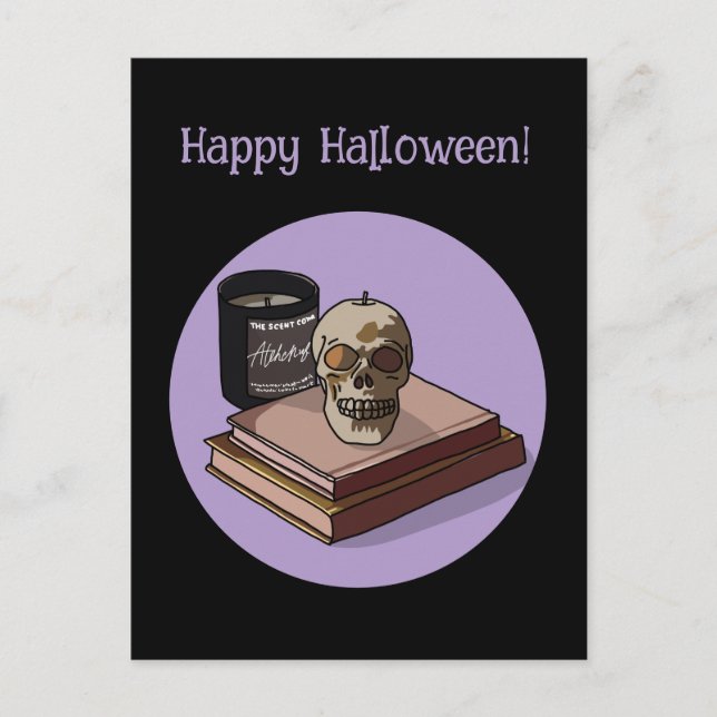 Postal Halloween Personalizado Whimsical Skull Moderno Mo (Anverso)