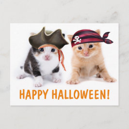 Postal Halloween pirata de hermanas gatitas