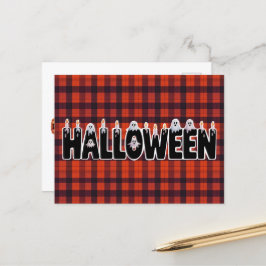 Postal Halloween Plaid Ghost Lettering