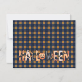 Postal Halloween Plaid Pumpkin Greeting