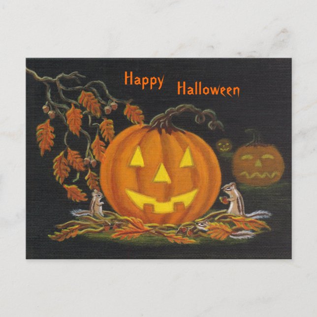 Postal Halloween, postal, chipmunk, Jack-o-Lantern (Anverso)