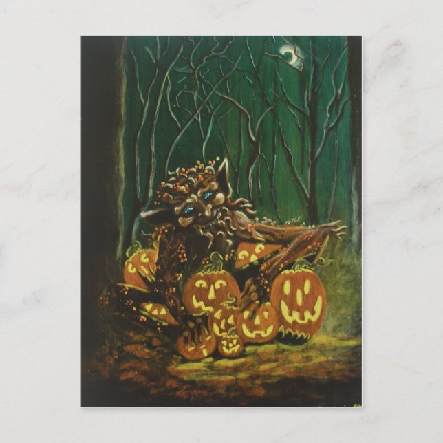 Postal Halloween, postal, elf, knome, hadas, bosques, bos (Anverso)