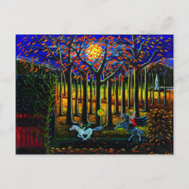 Postal Halloween, postal, sin cabeza, jinete, somnoliento