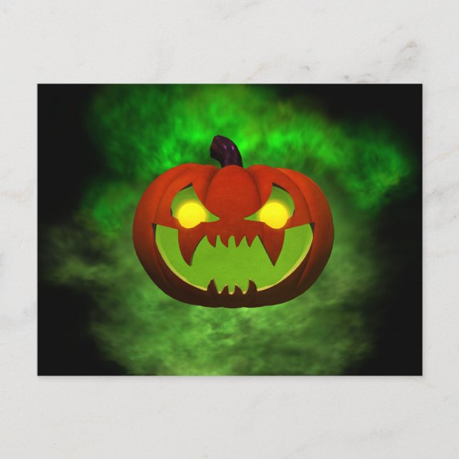 Postal Halloween-Pumpkin malvado espeluznante (Anverso)