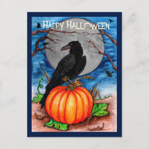 Postal Halloween Raven